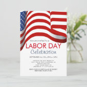 Invitation Fête du Travail Barbecue Parti Travailleur drapeau (Debout devant)