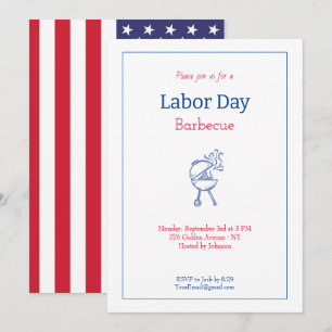 Invitation Fête du Travail Barbecue Party Minimaliste