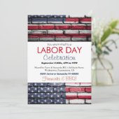 Invitation Fête du Travail Barbecue Travailleur drapeau patri (Debout devant)
