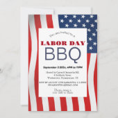 Invitation Fête du Travail Barbecue Travailleur drapeau patri (Devant)