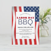Invitation Fête du Travail Barbecue Travailleur drapeau patri (Debout devant)