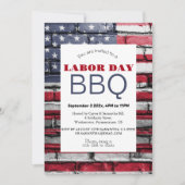 Invitation Fête du Travail Barbecue Travailleur drapeau patri (Devant)