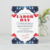 Invitation Fête du Travail Barbecue Travailleur drapeau patri (Debout devant)
