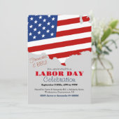Invitation Fête du Travail Barbecue Travailleur drapeau patri (Debout devant)