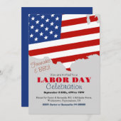 Invitation Fête du Travail Barbecue Travailleur drapeau patri (Devant / Derrière)