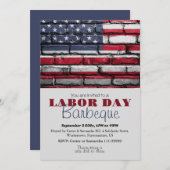 Invitation Fête du Travail Barbecue Travailleur drapeau patri (Devant / Derrière)