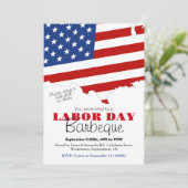 Invitation Fête du Travail Barbecue Travailleur drapeau patri (Debout devant)
