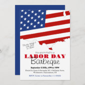 Invitation Fête du Travail Barbecue Travailleur drapeau patri (Devant / Derrière)