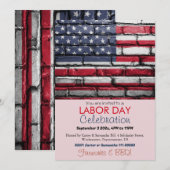 Invitation Fête du Travail Barbecue Travailleur drapeau patri (Devant / Derrière)