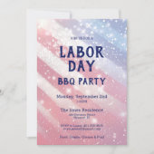 Invitation Fête du Travail BBQ Party Rouge Blanc Bleu Patriot (Devant)