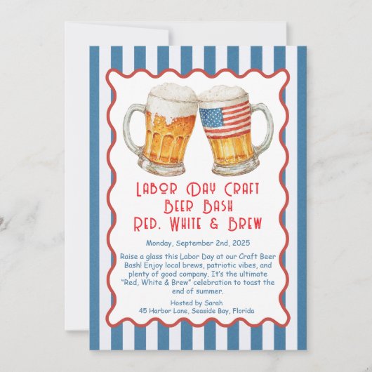 Invitation Fête du Travail Craft Beer Bash – Rouge, Blanc, bi (Devant)