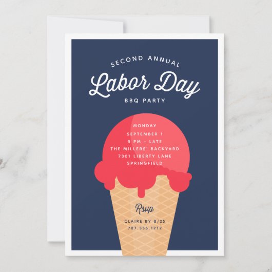 Invitation Fête du travail de Waffle Cone (Devant)
