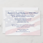 Invitation Fête du Travail Fête du barbecue Famille Été Grill (Dos)