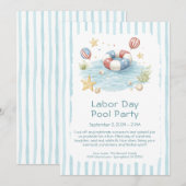 Invitation Fête du Travail Pool Party Red White and Blue Invi (Devant / Derrière)