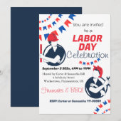 Invitation Fête du Travail Travailleur du parti BBQ Patriotiq (Devant / Derrière)