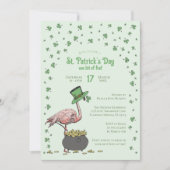 Invitation Fête du Trèfle de Shamrock Vert Flamingo Saint-Pat (Devant)