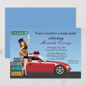 Invitation Fête du tronc de diplôme Brunette College Départ (Devant / Derrière)