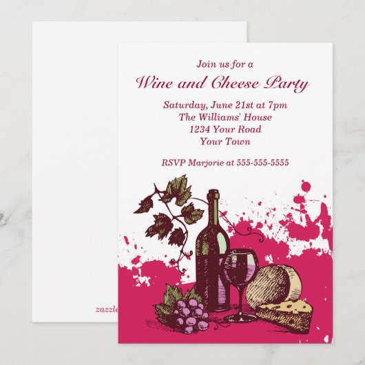 Invitation Fête du vin et du fromage (Devant / Derrière)