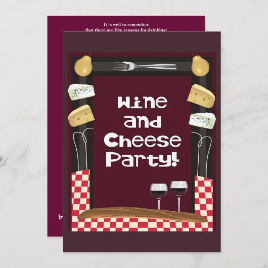 Invitation Fête du vin et du fromage avec devis (Devant / Derrière)