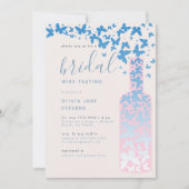 Invitation Fête du vin nuptial Dusty Blue Rose Butterflies Bo (Devant)