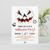 Invitation Fête du visage de citrouille simple jack-o-lantern (Debout devant)