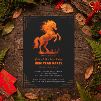 Invitation Fête du zodiaque chinois de l'année du Cheval de f