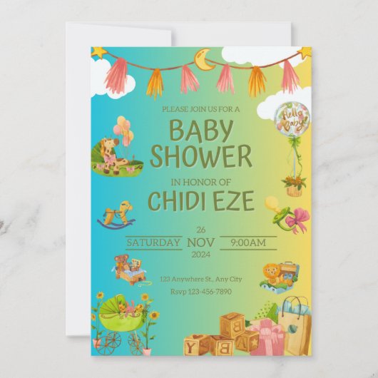 Invitation Fête d'un Baby shower (Devant)