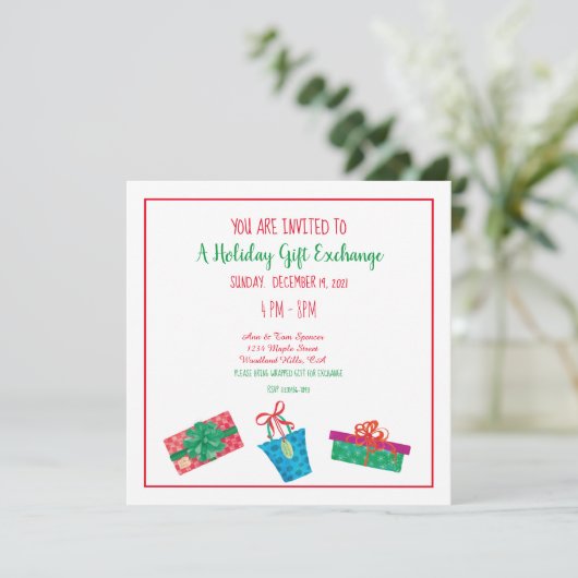 Invitation Fête, Échange De Cadeaux Amusants Impri (Debout devant)