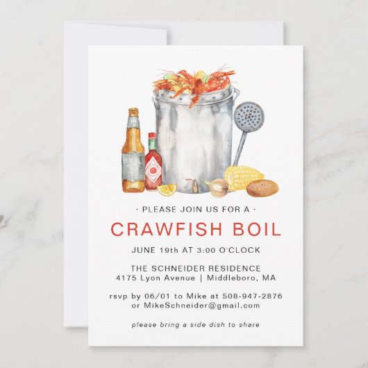 Invitation Fête Écrevisses d'Été | Barbecue de Boil Low Count (Devant)