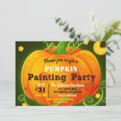 Invitation Fête Éffrayante de la sculpture Citrouille d'Hallo (Debout devant)