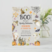 Invitation Fête Éffrayante d'Halloween Garçon Anniversaire (Debout devant)