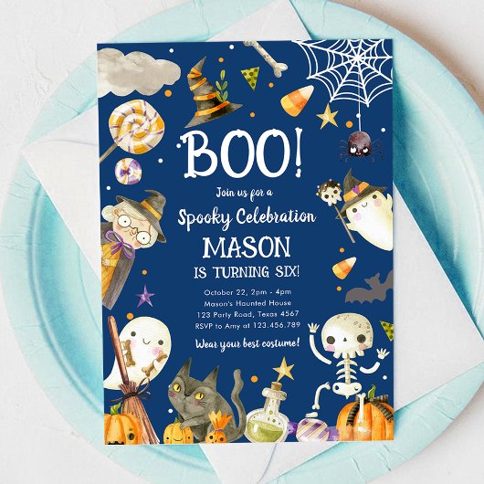 Invitation Fête Éffrayante d'Halloween Garçon Anniversaire