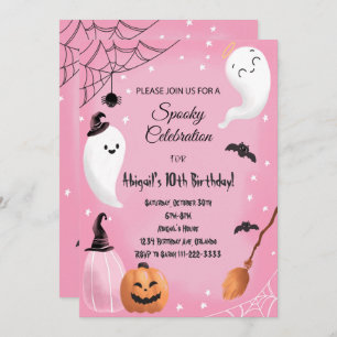 Invitation Fête Éffrayante rose Halloween Anniversaire Invita