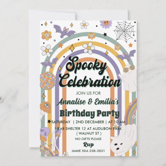 Invitation Fête éffrayante Super Arc-en-ciel fête d'anniversa (Devant)