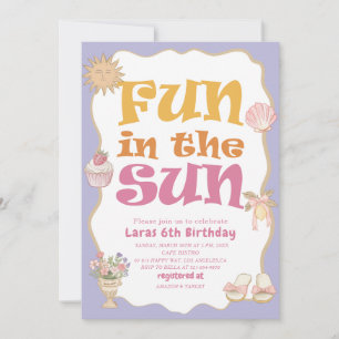 Invitation Fête élégante aquarelle amusante au soleil 6ème an