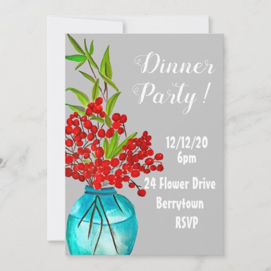 Invitation Fête élégante aux baies rouges (Devant)
