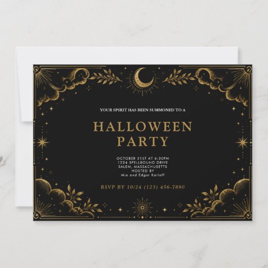 Invitation Fête élégante céleste d'Halloween (Devant)