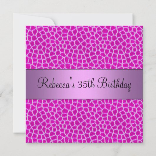 Invitation Fête élégante d'anniversaire 35 ans Imprimé animal (Devant)