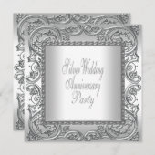 Invitation Fête élégante d'anniversaire de 25 ans argent blan (Devant / Derrière)