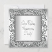 Invitation Fête élégante d'anniversaire de mariage 25 ans arg (Devant)