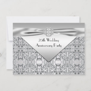 Invitation Fête élégante d'anniversaire de mariage d'argent