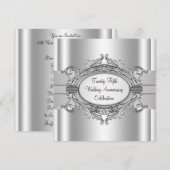 Invitation Fête élégante d'anniversaire de mariage de 25 ans  (Devant / Derrière)