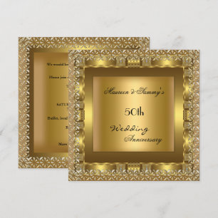 Invitation Fête élégante d'anniversaire de mariage de 50 ans 