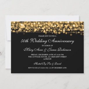 Invitation Fête élégante d'anniversaire de mariage qui scinti