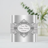 Invitation Fête élégante d'argent pour les 25 ans de mariage (Debout devant)