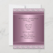 Invitation Fête élégante de 21 ans avec un ruban satin rose e (Dos)