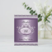 Invitation Fête élégante de 21 ans Satin Mauve Violet (Debout devant)
