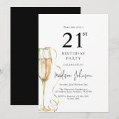 Invitation Fête élégante de 21e anniversaire (Devant / Derrière)