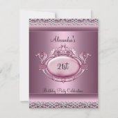 Invitation Fête élégante de 21e anniversaire Satin Rose Trim (Devant)