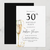 Invitation Fête élégante de 30e anniversaire (Devant / Derrière)